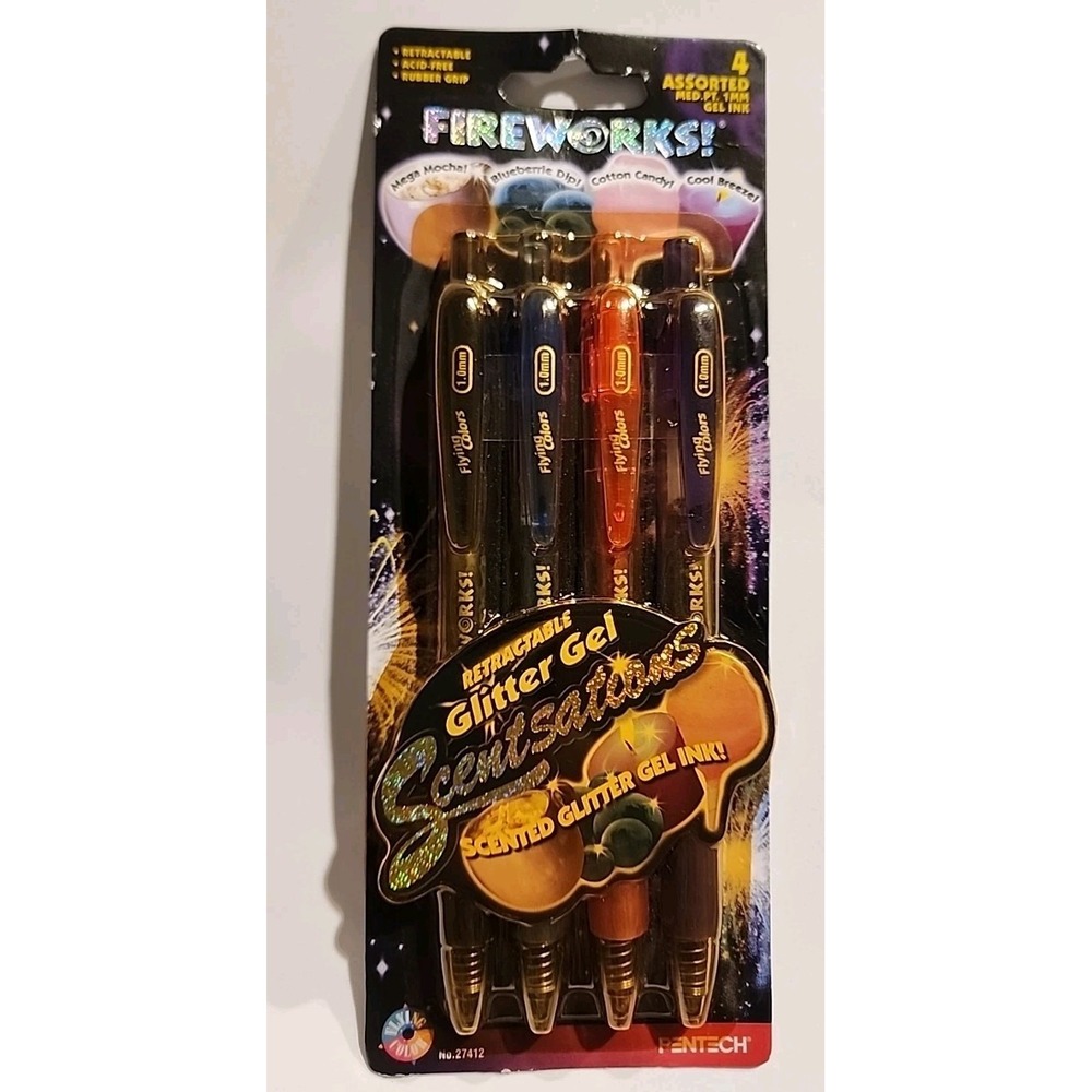 Y2k Fireworks! Pentech Glitter Gel Scentsations Scented Glitter‎ Gel Pens...